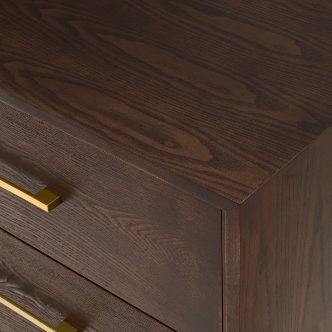 Manhattan - Contemporary Brown Oak and Gold Chest