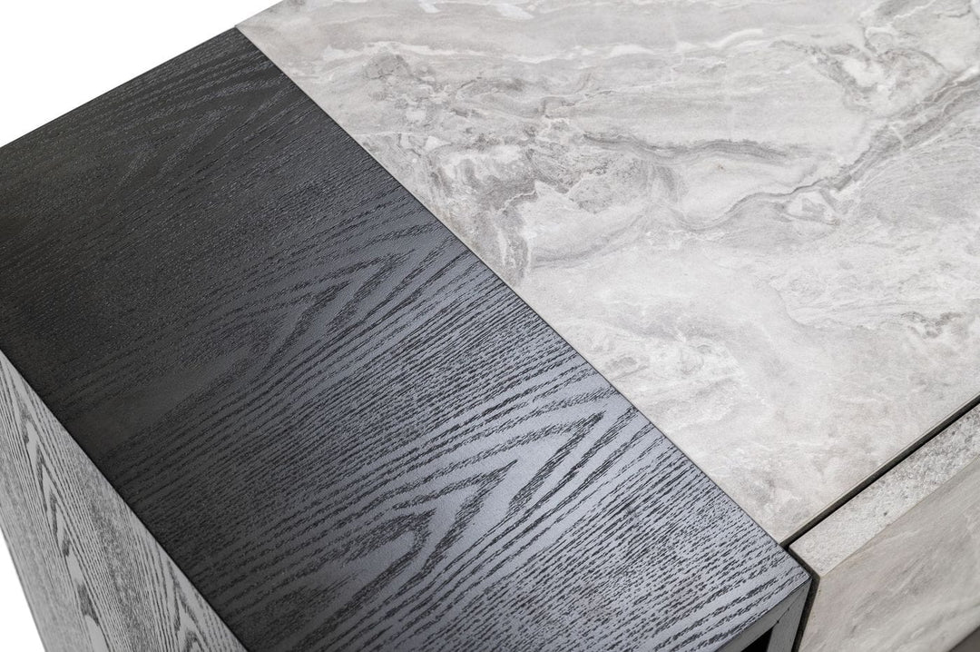 Maranello - Modern Grey Wash & Faux Marble Nightstand