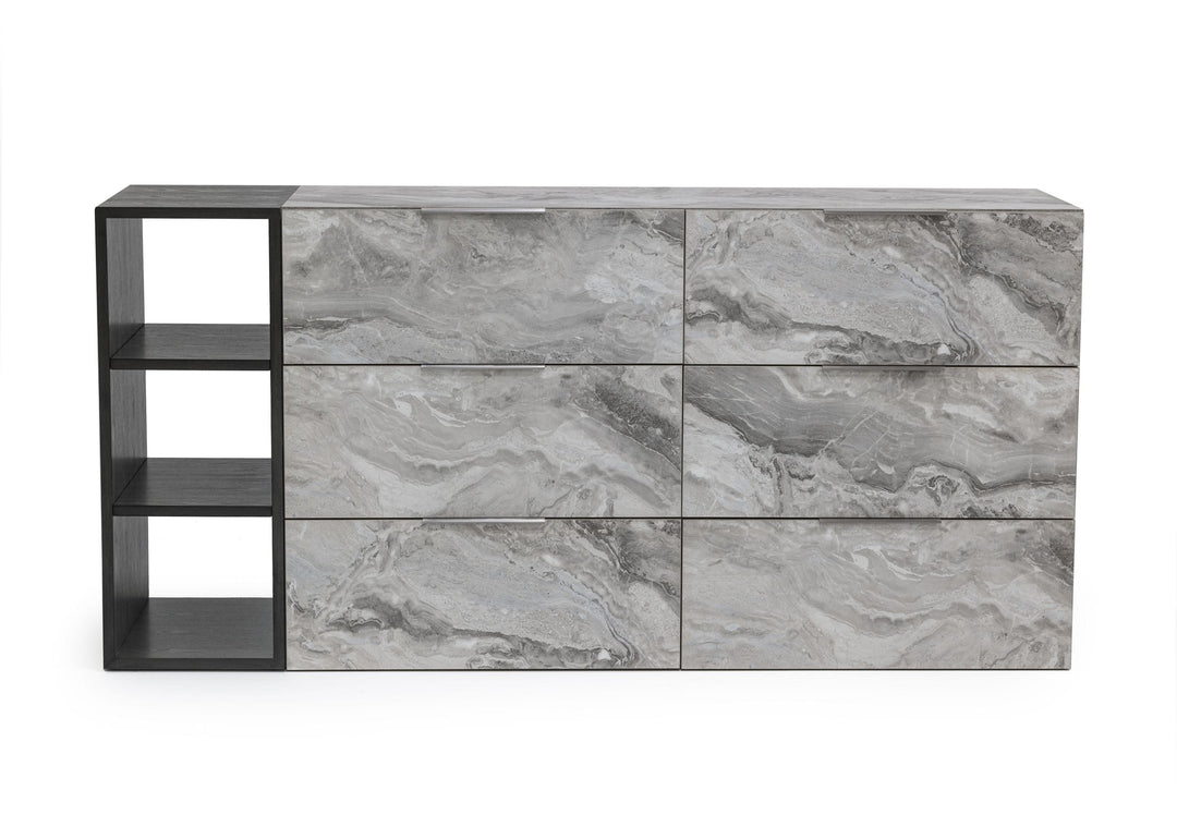 Maranello - Modern Grey Wash & Faux Marble Dresser