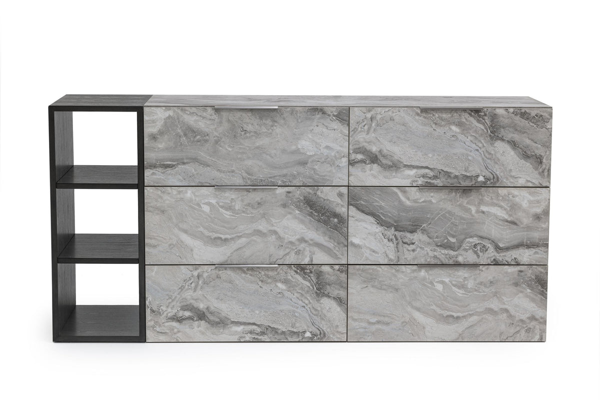 Maranello - Modern Grey Wash & Faux Marble Dresser