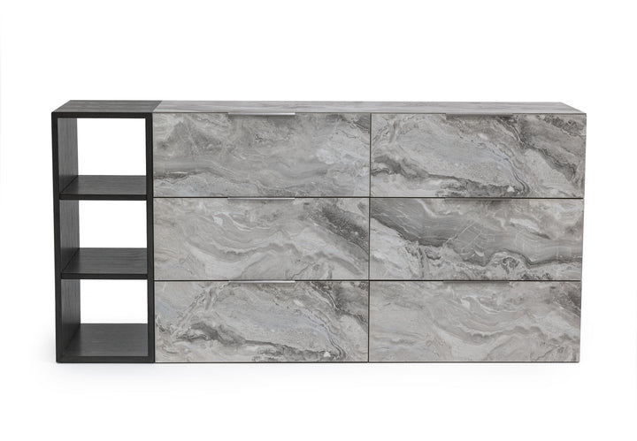 Maranello - Modern Grey Wash  and  Faux Marble Dresser