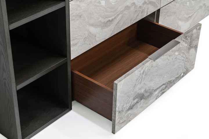 Maranello - Modern Grey Wash &amp; Faux Marble Dresser