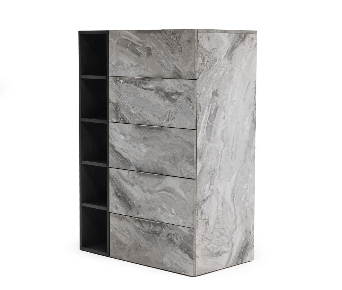 Maranello - Modern Grey Wash & Faux Marble Chest - View 2