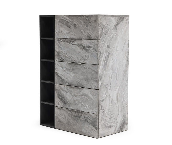 Maranello - Modern Grey Wash &amp; Faux Marble Chest - View 2