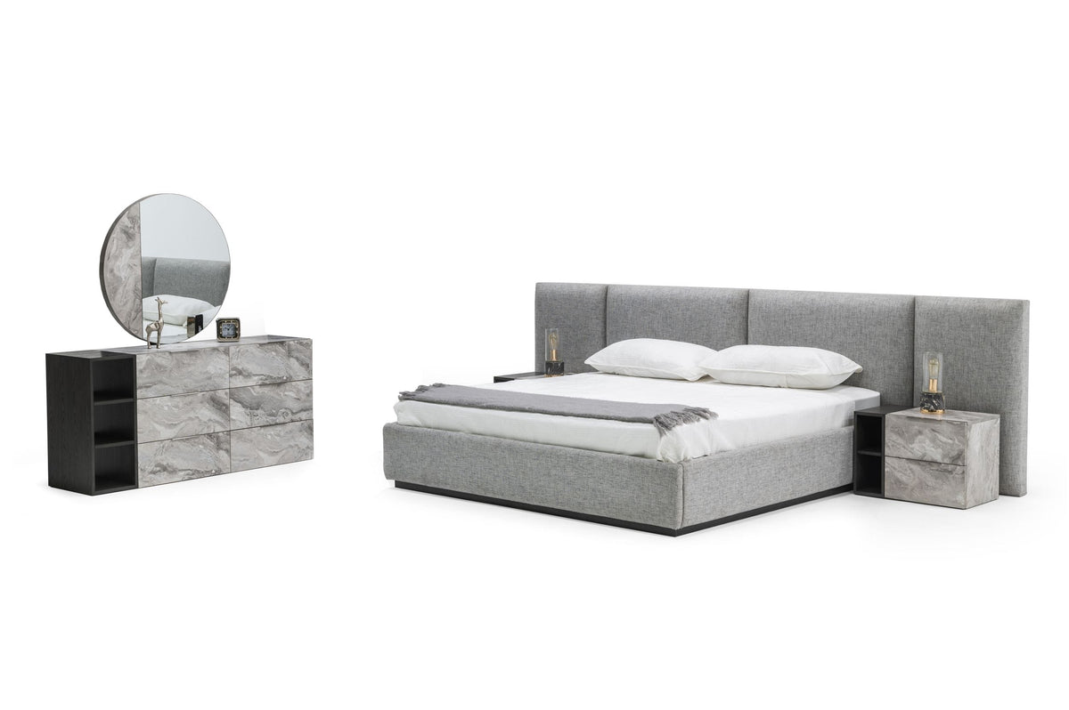 Maranello - Eastern King Modern Grey 4-Piece Bedroom Set