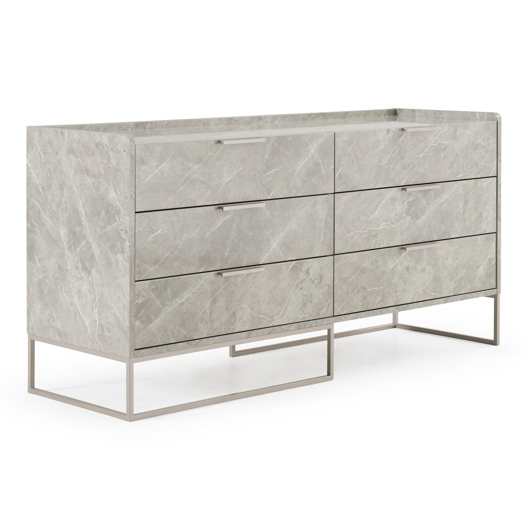 Marbella - Italian Modern Grey Faux Marble 4-Piece Bedroom Set