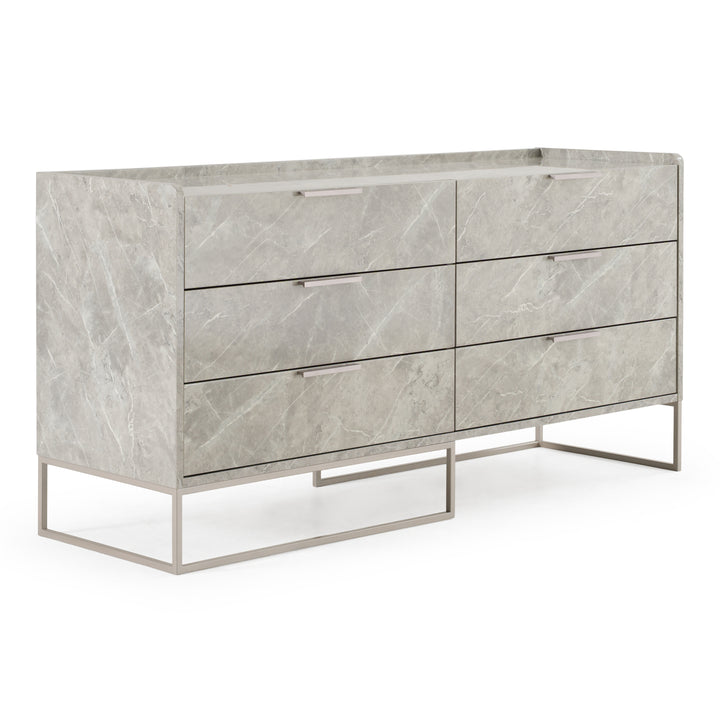 Marbella - Italian Modern Grey Faux Marble 4-Piece Bedroom Set