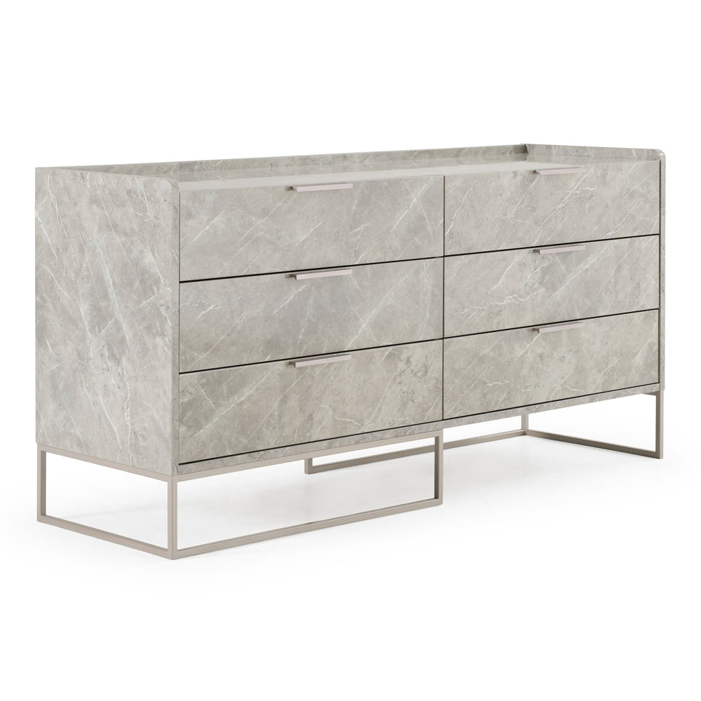 Marbella - Italian Modern Grey Marble Dresser - View 3