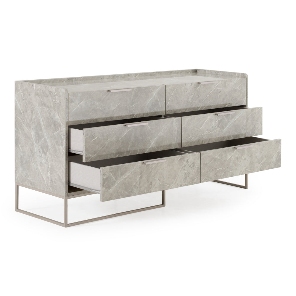 Marbella - Italian Modern Grey Marble Dresser - View 6