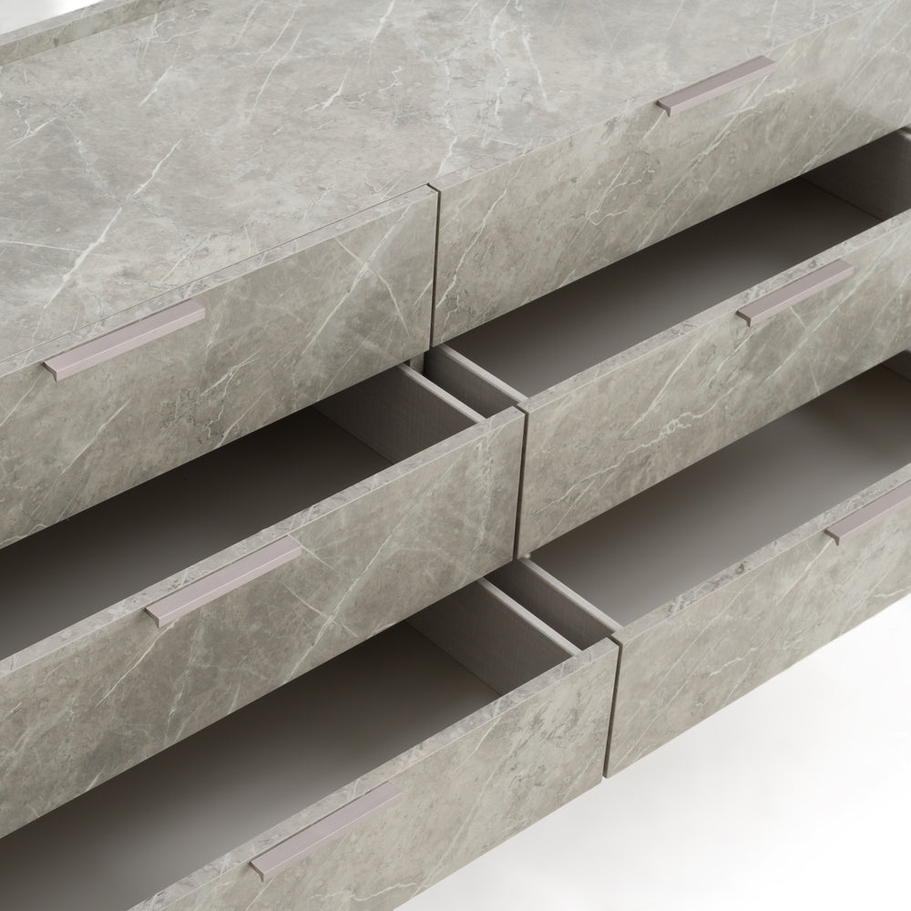 Marbella - Italian Modern Grey Marble Dresser - View 7