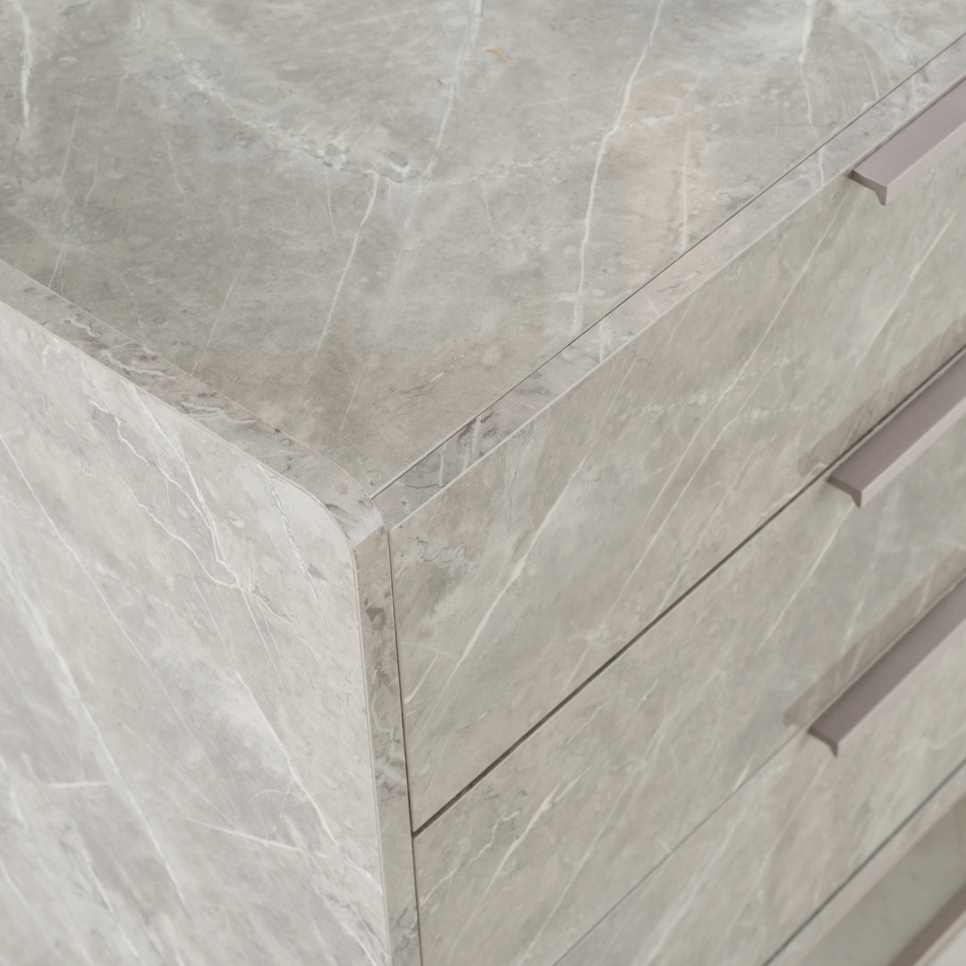 Marbella - Italian Modern Grey Faux Marble 4-Piece Bedroom Set