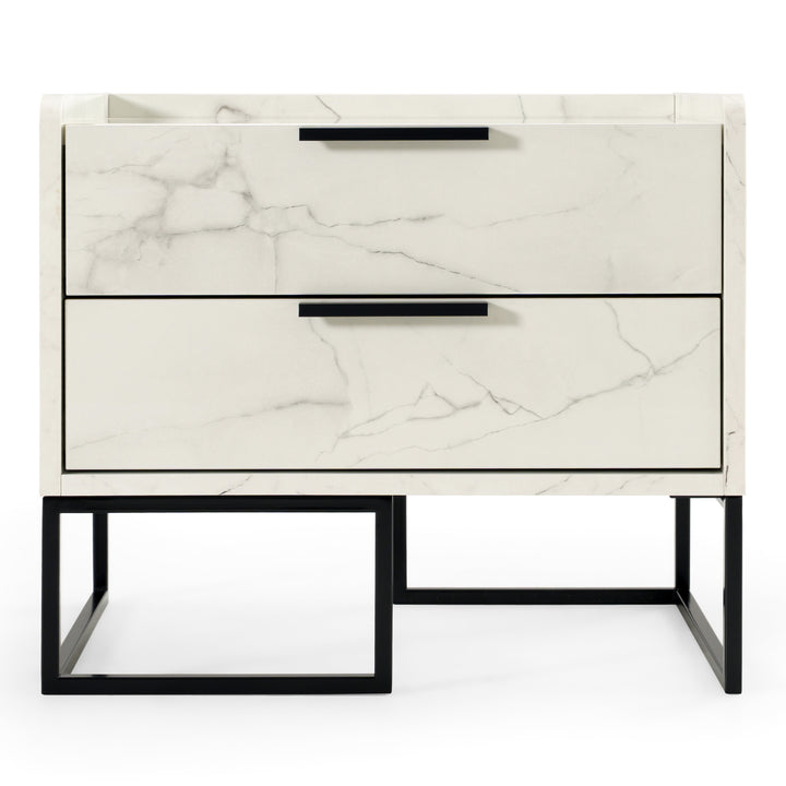 Marbella  Italian Modern White Marble Nightstand