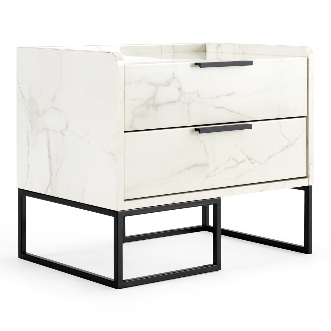 Marbella  Italian Modern White Marble Nightstand