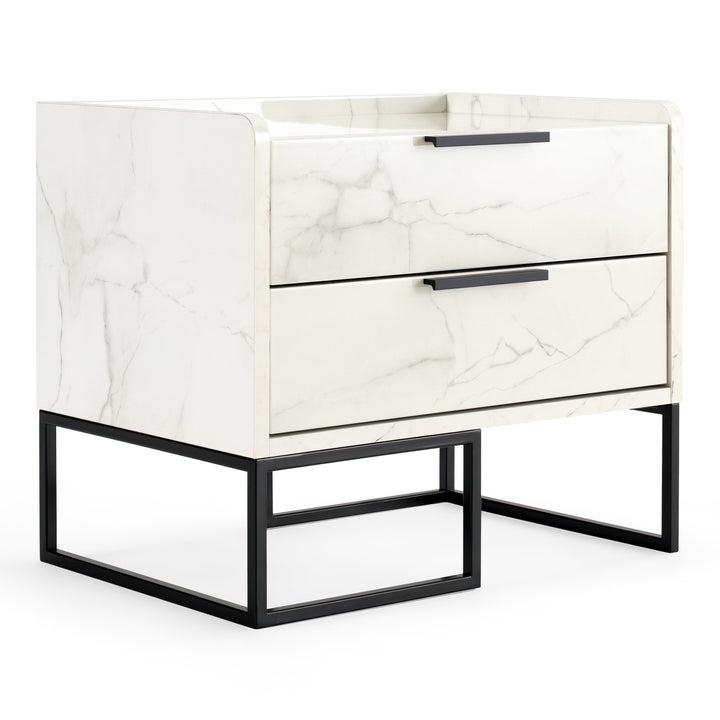 Marbella  Italian Modern White Marble Nightstand