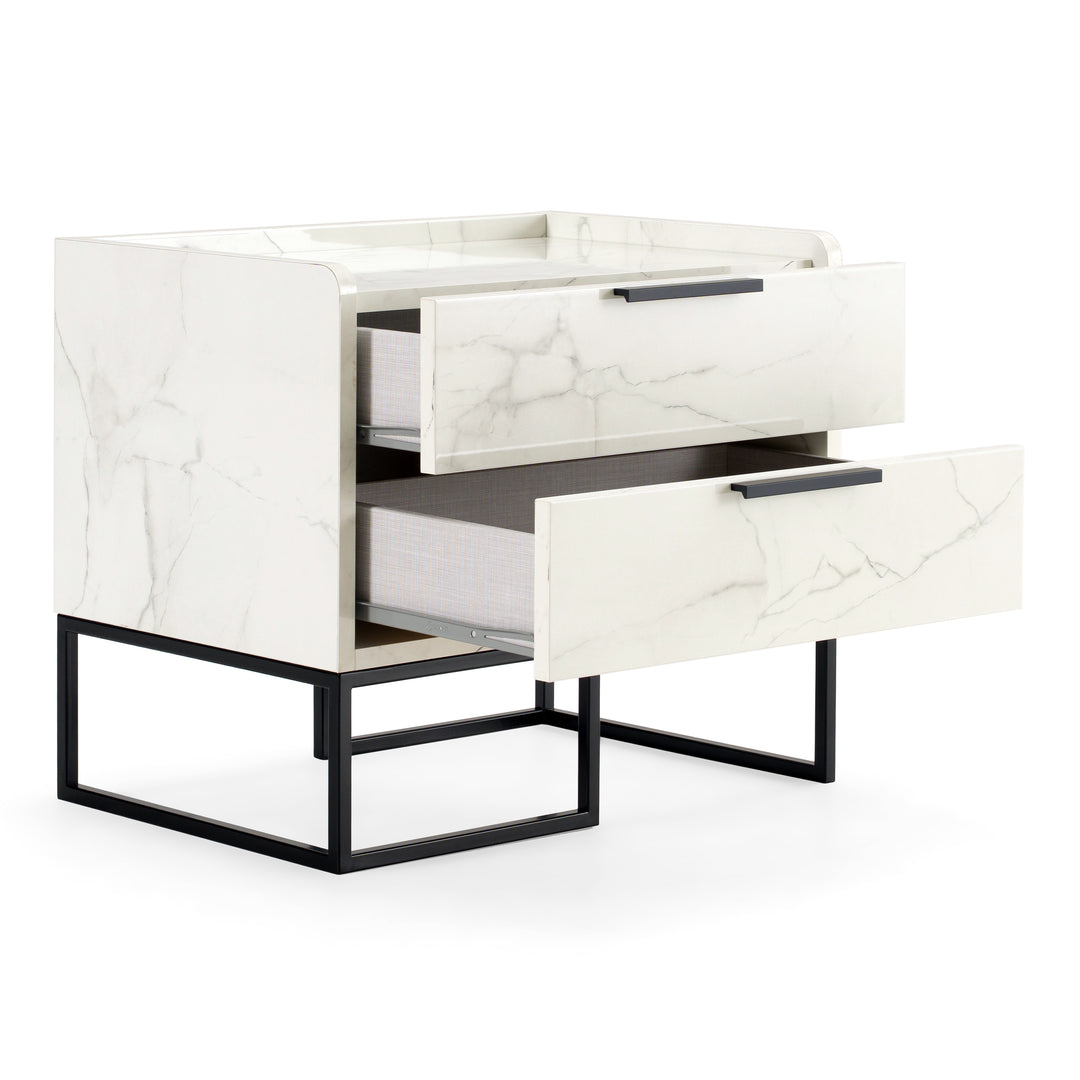 Marbella  Italian Modern White Marble Nightstand