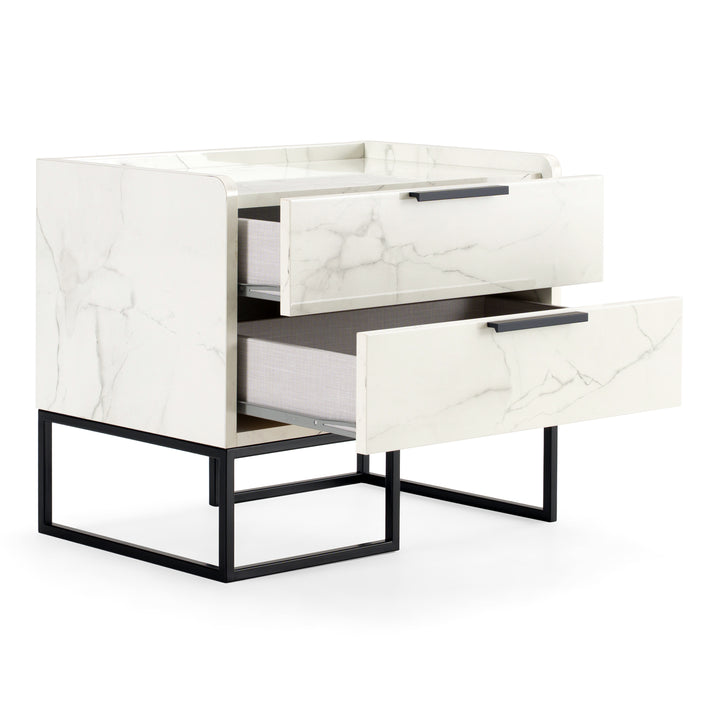 Marbella  Italian Modern White Marble Nightstand