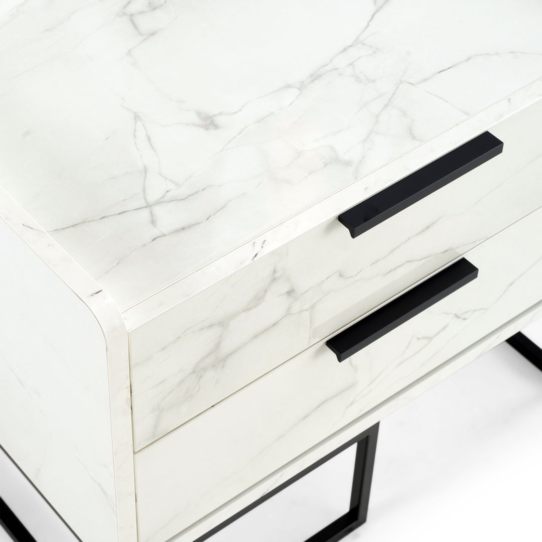 Marbella  Italian Modern White Marble Nightstand