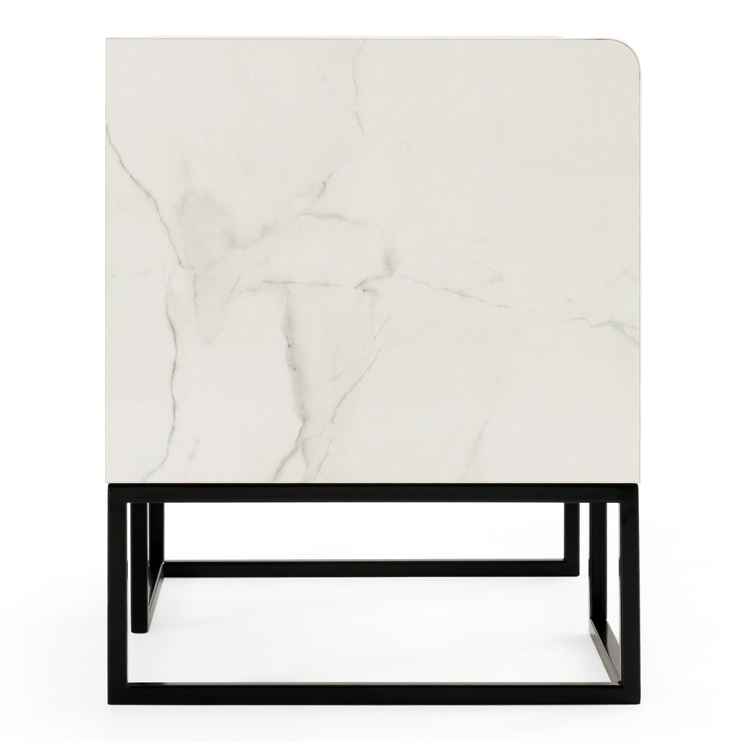 Marbella  Italian Modern White Marble Nightstand