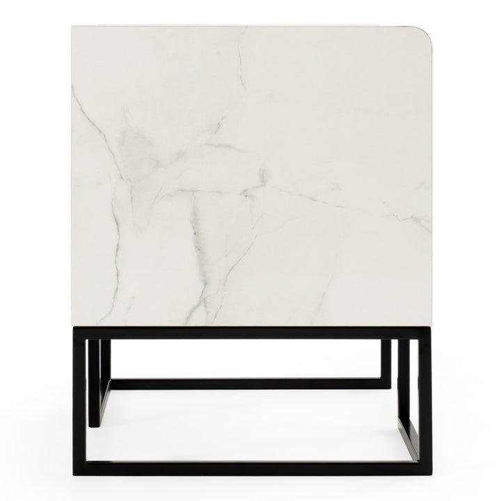 Marbella  Italian Modern White Marble Nightstand