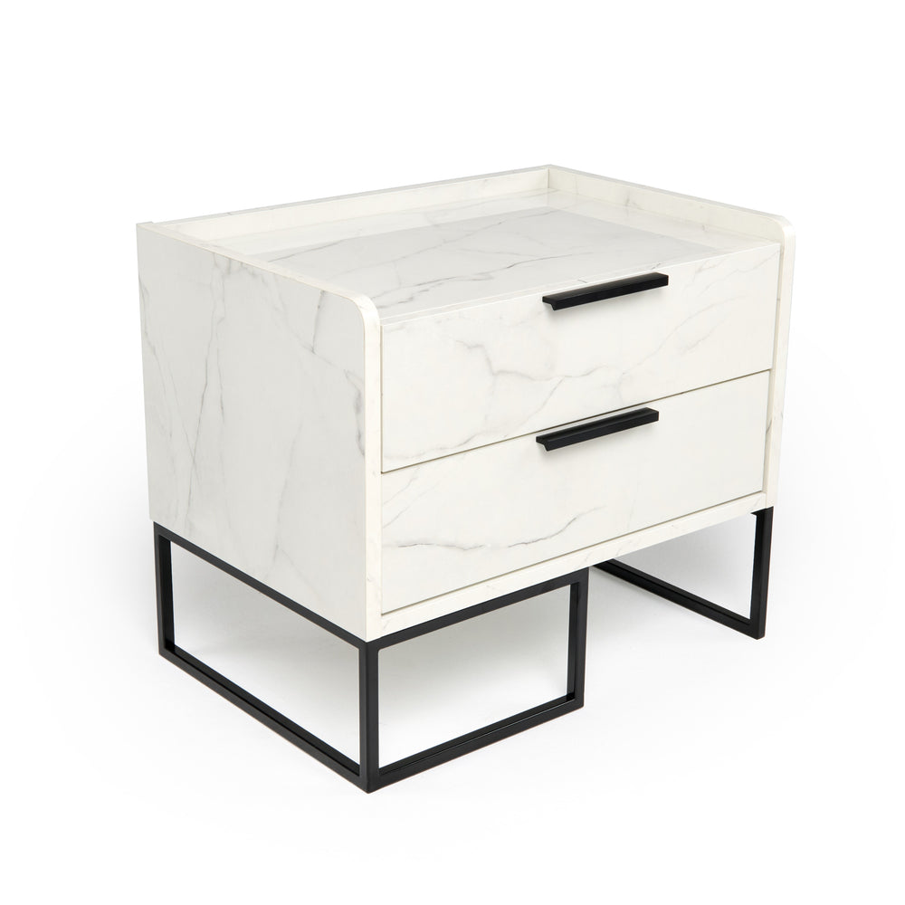 Marbella - Italian Modern White Marble Bed with 2 Nightstands - View 4