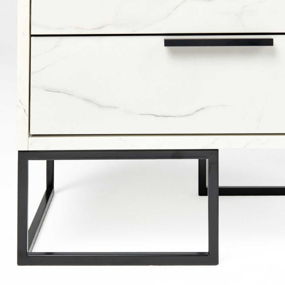 Marbella - Italian Modern White Marble Bed with 2 Nightstands - View 5