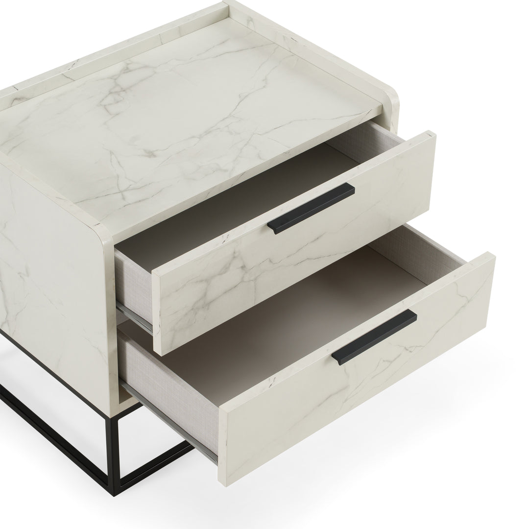 Marbella  Italian Modern White Marble Nightstand