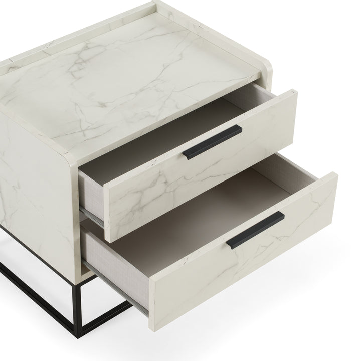 Marbella  Italian Modern White Marble Nightstand