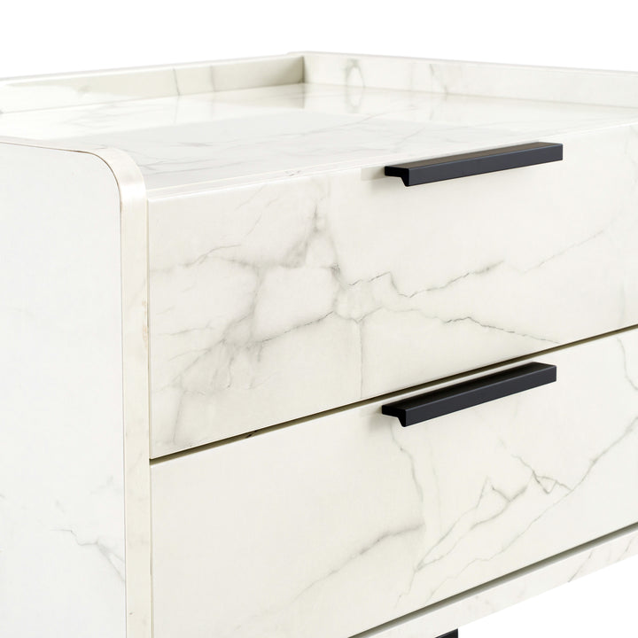 Marbella  Italian Modern White Marble Nightstand