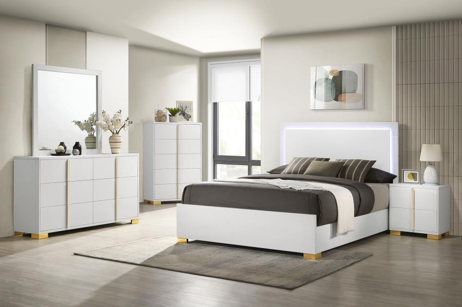 Marceline - 5 - Drawer Bedroom Chest - White Accent Chest modern furniture Contempo Furniture