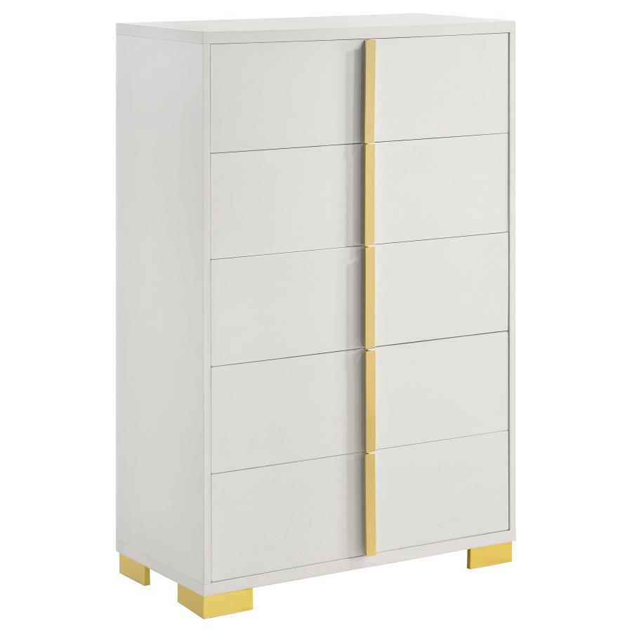 Marceline - 5 - Drawer Bedroom Chest - White Accent Chest modern furniture Contempo Furniture