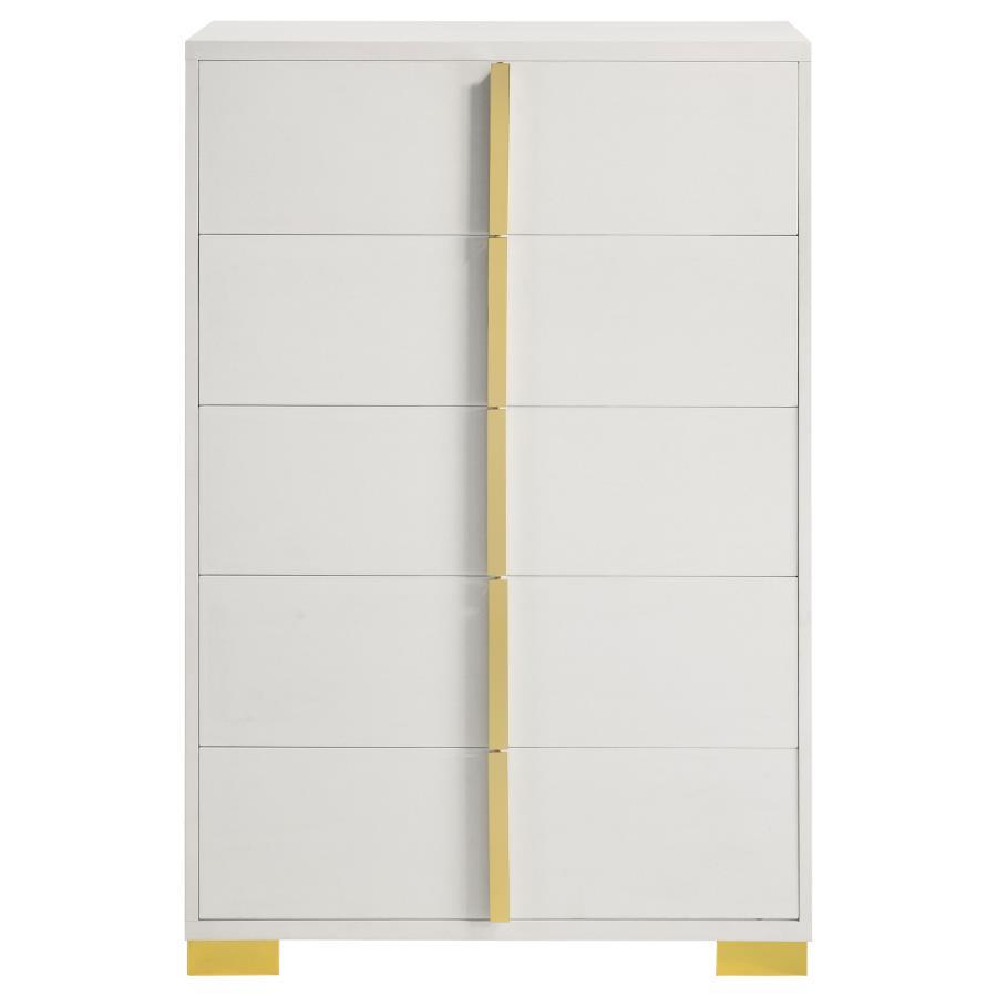 Marceline - 5 - Drawer Bedroom Chest - White Accent Chest modern furniture Contempo Furniture