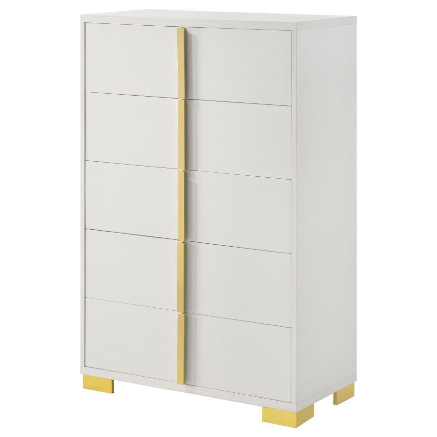 Marceline - 5 - Drawer Bedroom Chest - White Accent Chest modern furniture Contempo Furniture