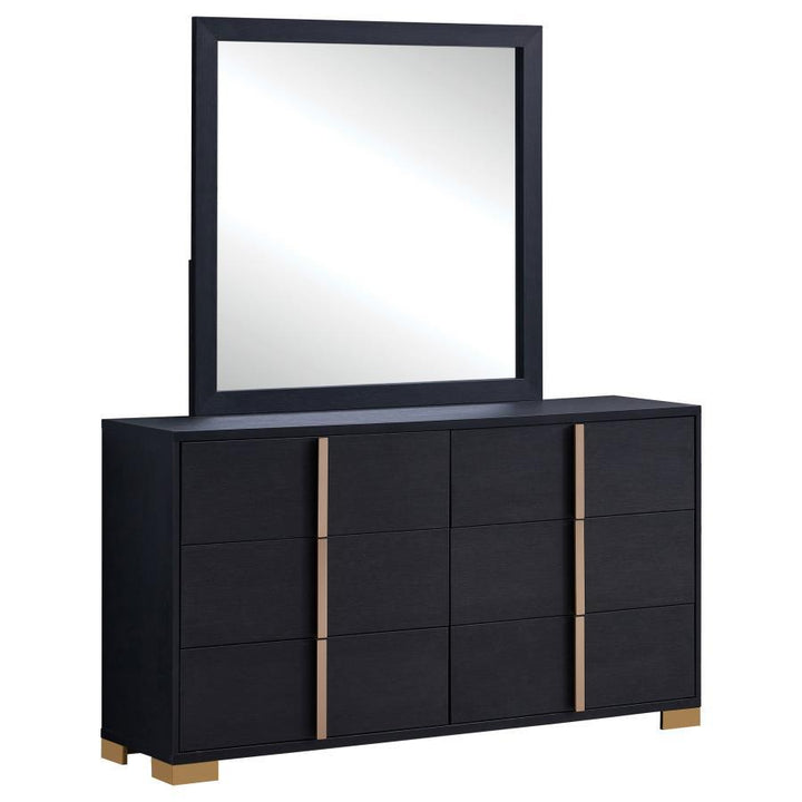 Marceline - 6 - Drawer Dresser With Mirror - Black Dresser &amp; Mirror modern furniture Contempo Furniture