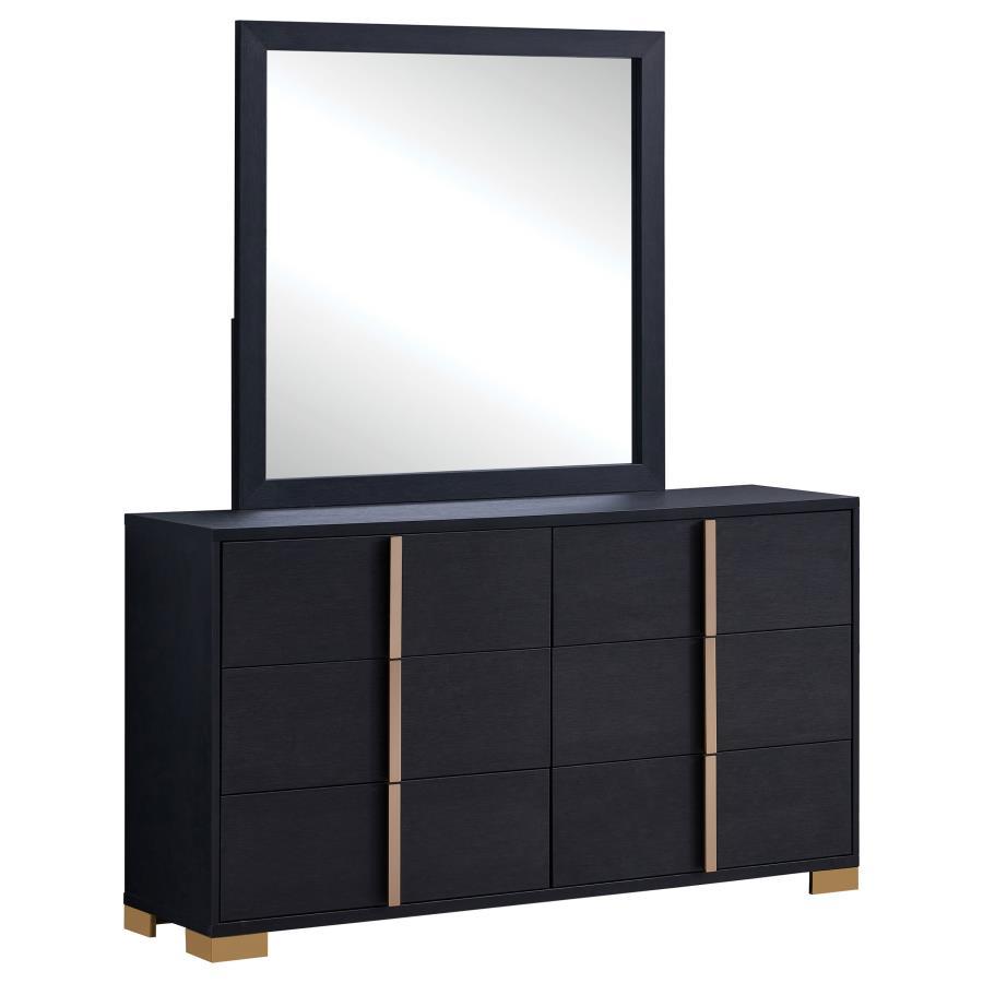 Marceline - 6 - Drawer Dresser With Mirror - Black Dresser & Mirror modern furniture Contempo Furniture