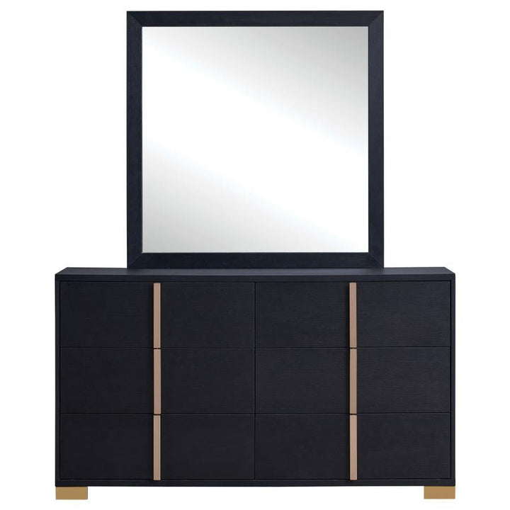 Marceline - 6 - Drawer Dresser With Mirror - Black Dresser &amp; Mirror modern furniture Contempo Furniture