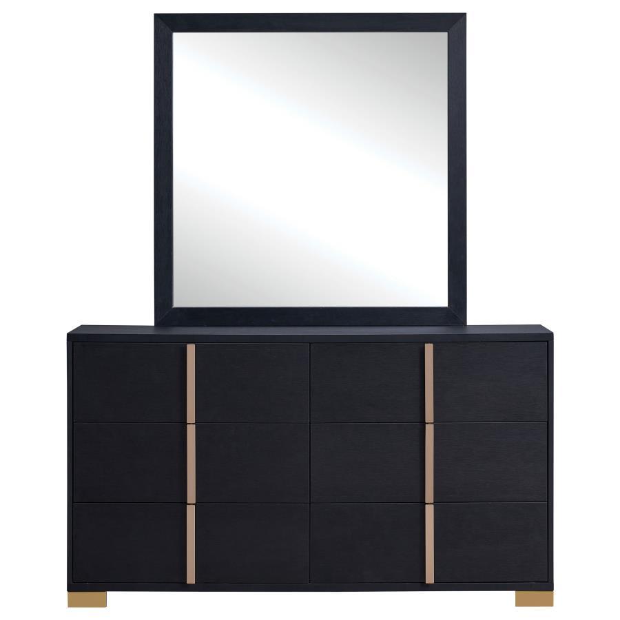 Marceline - 6 - Drawer Dresser With Mirror - Black Dresser & Mirror modern furniture Contempo Furniture