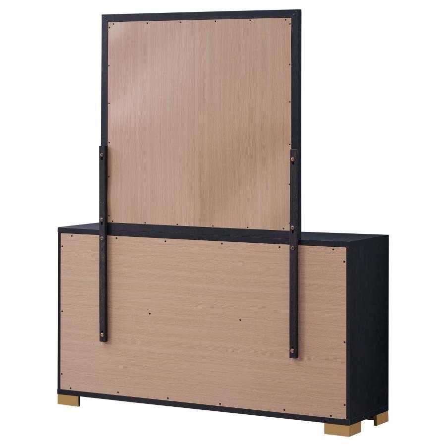 Marceline - 6 - Drawer Dresser With Mirror - Black Dresser & Mirror modern furniture Contempo Furniture