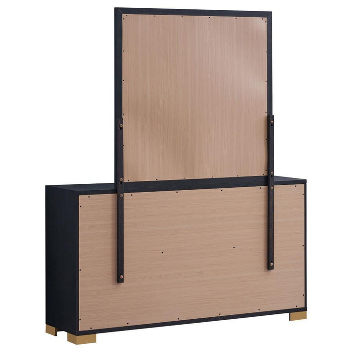 Marceline - 6 - Drawer Dresser With Mirror - Black Dresser &amp; Mirror modern furniture Contempo Furniture