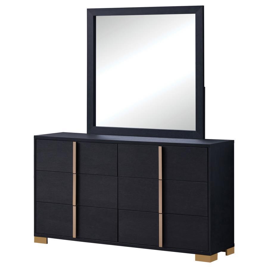Marceline - 6 - Drawer Dresser With Mirror - Black Dresser & Mirror modern furniture Contempo Furniture