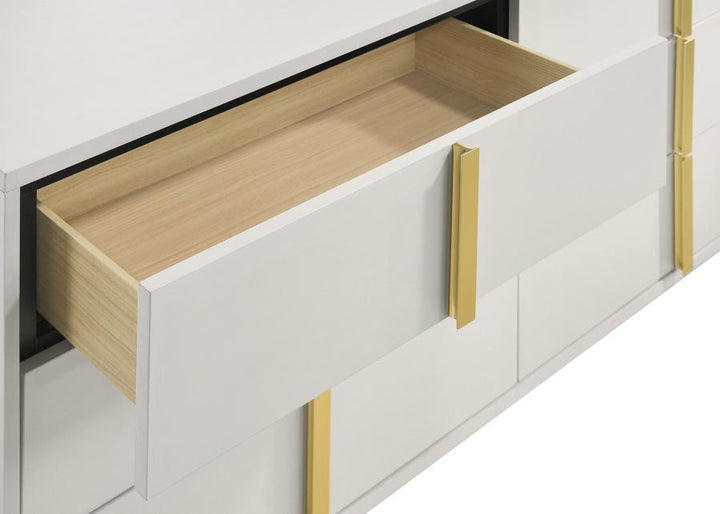 Marceline - 6 - Drawer Dresser With Mirror - White Dresser &amp; Mirror modern furniture Contempo Furniture