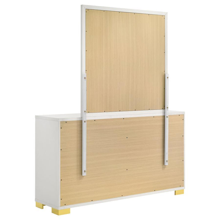 Marceline - 6 - Drawer Dresser With Mirror - White Dresser &amp; Mirror modern furniture Contempo Furniture