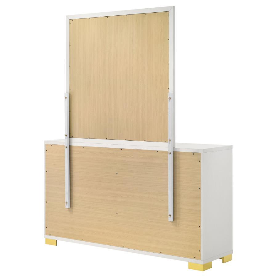 Marceline - 6 - Drawer Dresser With Mirror - White Dresser & Mirror modern furniture Contempo Furniture