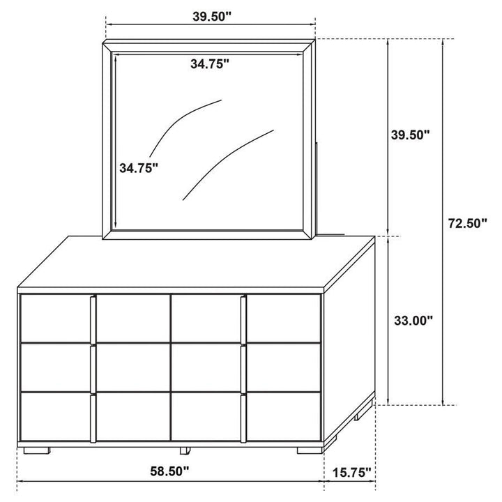 Marceline - 6 - Drawer Dresser With Mirror - White Dresser &amp; Mirror modern furniture Contempo Furniture
