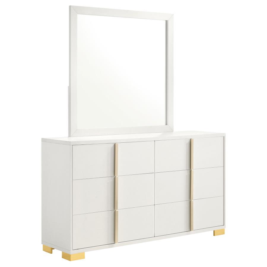 Marceline - 6 - Drawer Dresser With Mirror - White Dresser & Mirror modern furniture Contempo Furniture