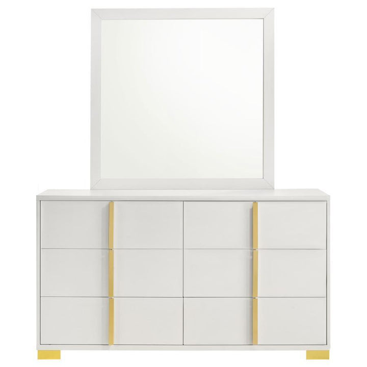 Marceline - 6 - Drawer Dresser With Mirror - White Dresser &amp; Mirror modern furniture Contempo Furniture