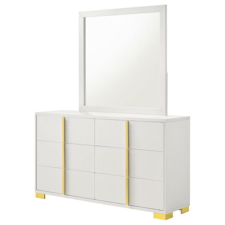 Marceline - 6 - Drawer Dresser With Mirror - White Dresser &amp; Mirror modern furniture Contempo Furniture
