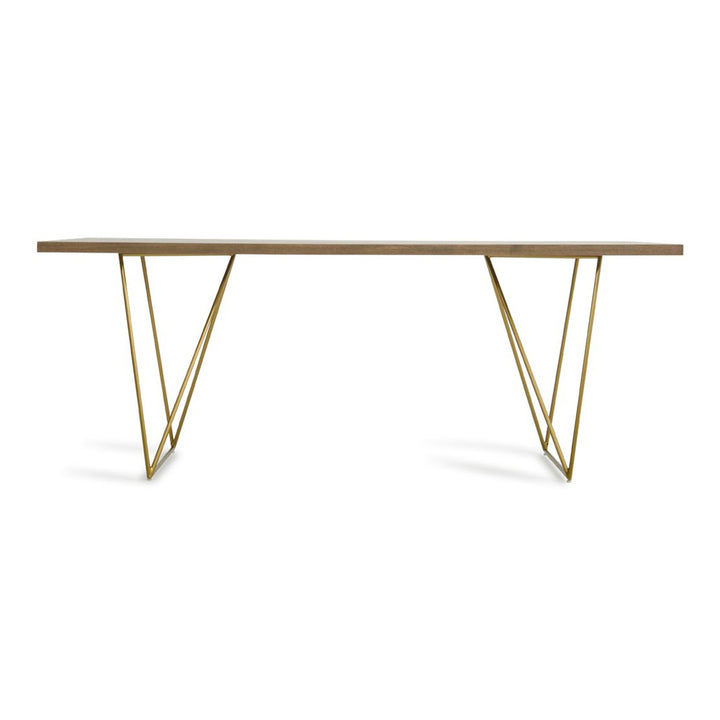 Marcia Mid-Century Tobacco &amp; Antique Brass Dining Table