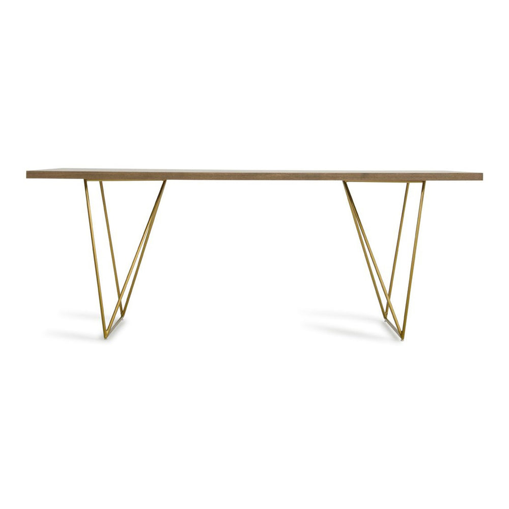 Marcia Mid-Century Tobacco & Antique Brass Dining Table