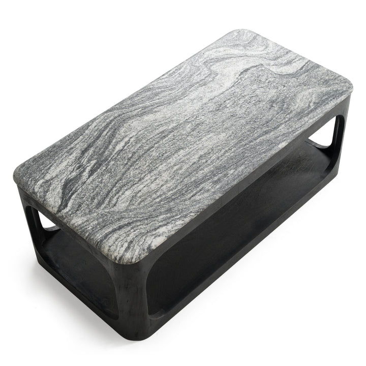Marco - Modern Black &amp; White Granite Coffee Table