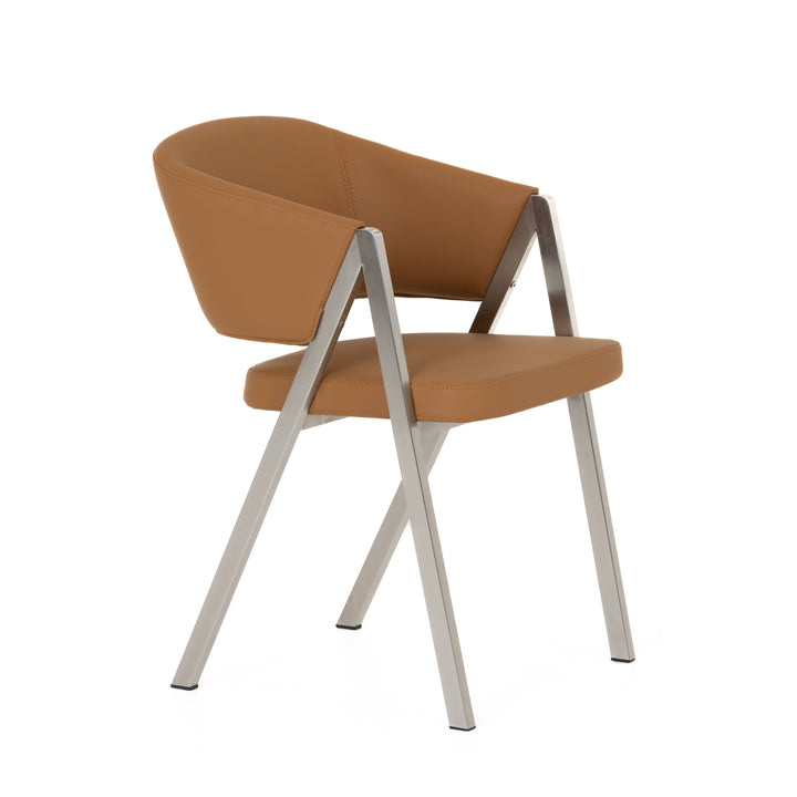 Marcus - Modern Camel Vegan Leather Dining Chair 